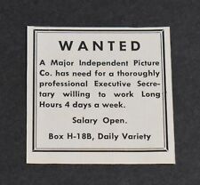 1971 Print Ad Wanted Executive Secretary Work Long Hours 4 Days a Week art picture