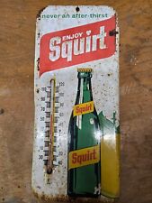 VINTAGE ENJOY SQUIRT METAL ADVERTISING THERMOMETER picture