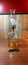 Antique Victorian Kerosene Table Lamp - Yellow Scroll Base - Electric 20
