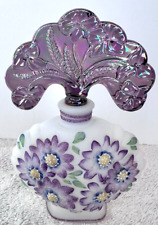 Fenton New Century XXI White Satin Embossed Violet Flowers Perfume Bottle Signed picture
