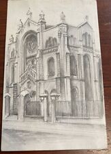 Lodz Poland Synagogue Drawing  Postcard Jewish Vintage picture
