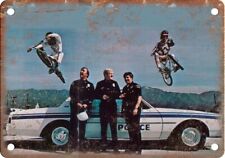 BMX Police Car Jump. Bicycle Motocross Ad Reproduction Metal Sign B632 picture