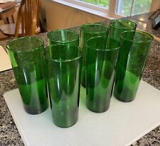 Vintage MCM Tall Green Set Of 7 Drinking Glasses picture