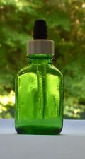 Vintage Green Glass Medicine Bottle W Dropper Pharmacy Blown Molded picture
