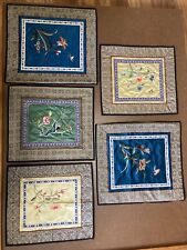 Vintage Chinese Embroidered Silk Panels -5 Pieces picture
