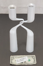 Mikaela Dorfel Design - White Metal Candlestick Set of 2 - Nesting 12.5
