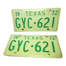 Pair Vintage 1972 Texas Auto License Plate Muscle Car Ford Chevrolet Dodge Tags picture
