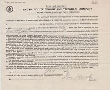 U.S. The Pacific Telephone and Telegraph Company 1913 Rural Serv Contract  41927 picture