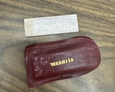 vintage washita sharpening stone with leather pouch picture