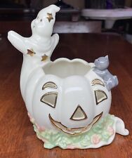Lenox Occasions Halloween Ghost with Pumpkin Votive Candle Holder  Kitty Cat picture