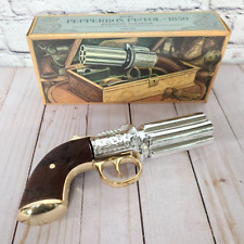 Vtg Avon Pepperbox Pistol 1850 Everest Cologne w/Original Box Hand Gun 3/4 Full picture
