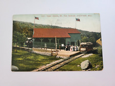 Old MA Postcard Holyoke Lower Station Mt Tom Railroad Transfer Car  People-1907 picture