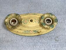 Vintage Antique stamped Brass 12x6 oval CEILING 2 bulb LIGHT FIXTURE Art Deco picture