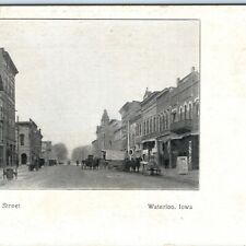 Pre-1907 Waterloo, IA Commercial Street Litho Photo Postcard St Downtown UDB A38 picture