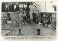 1942 Press Photo General Auguste Nogues salutes U.S. Battle Flag in Morocco picture
