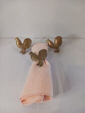 Vintage Brass Rooster Napkin Rings Set of 3 picture