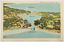 Aerial View Birds Eye Lake Charlevoix Michigan MI Round Lake Buildings Postcard picture