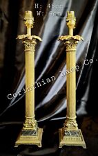 Stunning PAIR Corinthian Column Onyx Brass Gold Gilt Italian Table Lamps H46cm picture