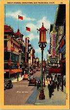  San Francisco California Grant Avenue Chinatown Antique Postcard 1930-1945 picture