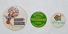 3 VINTAGE STATE OF FLORIDA BUTTONS-DISNEY-CYPRESS GARDENS-SILVER SPRINGS picture