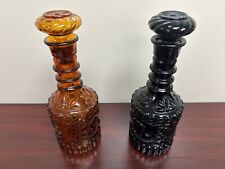 Vintage 1970s Jim Beam Glass Amber & Black Collectible Decanters w/Stoppers picture