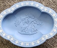 Avon #16 Wedgwood Blue Avonshire Jasperware Footed Pedestal Soap Dish 1972 picture