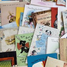 Vintage Greeting Card Lot Of 65 For Crafting Etc Kids Kittens Dogs Floral Etc picture