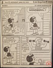 1951 Nancy Comic Strip Los Angeles Times Bee Sting Muscle Weight Lifting April picture