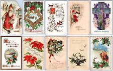 LOT/10 ANTIQUE CHRISTMAS VINTAGE POSTCARDS EARLY 1900's CONDITION VARIES #65 picture