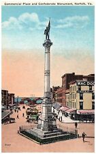 Postcard Norfolk, Virginia Commercial Place Confederate Monument Reprint #83461 picture