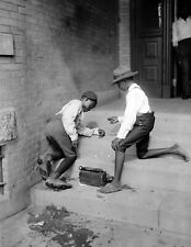 1901 African American Boys Shooting Dice Old Photo 8.5