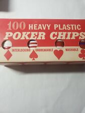 Vintage Unbreakable Interlocking Red White Blue 100 Plastic Poker Chips Clean picture