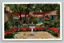 The patio of a Spanish style residence Florida postcard picture