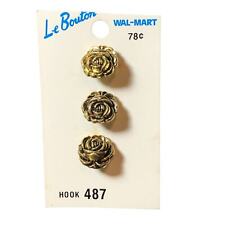 3 Gold Flower Shank Sewing Buttons Le Bouton 5/8