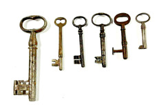 6 Antique Solid Steel Skeleton Keys-2 3/4