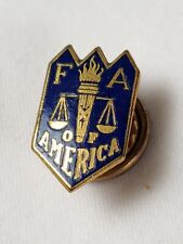 F A of America Lapel Pin Vintage Screw Back Navy Blue picture
