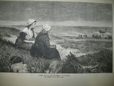 Antique 1874 Burned The Day After The Tempest By H. Bource Wood Engraving PRINT picture