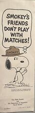 RARE VINTAGE 1971 SNOOPY SMOKEY THE BEAR BOOKMARK G picture