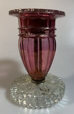 Victorian Style Cranberry & Clear Paneled Antique 6-1/8
