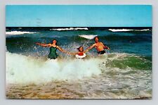 Postcard Family Fun in Surf Posted Avalon New Jersey, Vintage Chrome M17 picture