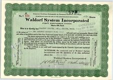 Vintage Waldorf System Incorporated Stock Certificate picture