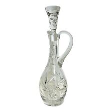 Vintage Belgian Cut Crystal Handled Style Decanter With Wheat and Star Design picture