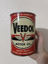 Veedol Motor Oil Can Metal Quart Vintage Original Tidewater Company picture