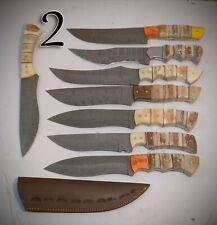 Lot of 8 pcs Custom made Damascus steel hunting fixed blade,deer stag handle picture