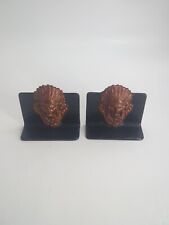 Vintage Iron Native American Indian Chief Headdress Book Ends Set Of 2 picture