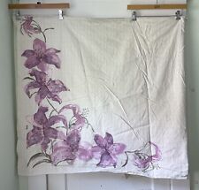 Tablecloth Vera 76”x60” Rectangular Floral Purple Lilies Beige White Background picture