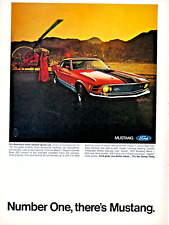 1970 Ford Mustang MACH 1 Cobra Jet V8-Shaker Hood Original Print Ad 8.5 x 11