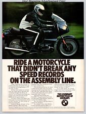 BMW R100RS Sport Tourer Black Motorcycle Promo Vintage 1983 Full Page Print Ad picture
