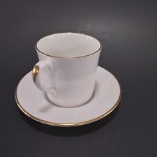 Vintage Demitasse Teacup & Saucer Set White & Gold Prior Dale Derbyshire England picture