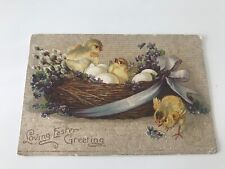 Loving Easter Greeting Chicks in a Basket Postcard picture